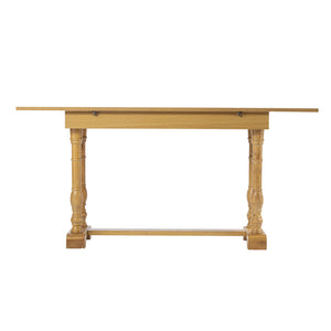 Safavieh Edenderry Convertible Trestle Dining Console In Natural Oak Seats Six With Folding Pine Base DN1222227