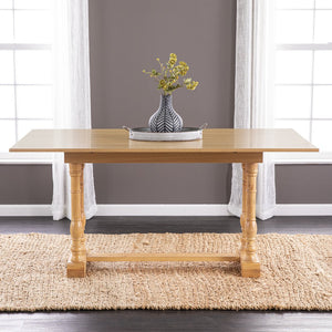 Safavieh Edenderry Convertible Trestle Dining Console In Natural Oak Seats Six With Folding Pine Base DN1222227