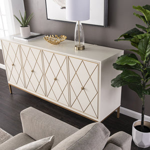 Safavieh Marradi Modern Sideboard With Diamond Door Panels Mdf Build And Iron Base For Dining DN1222330