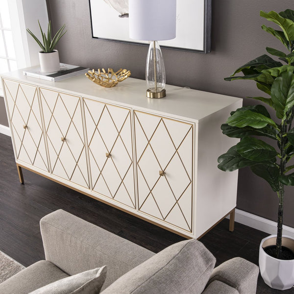 Safavieh Marradi Modern Sideboard With Diamond Door Panels Mdf Build And Iron Base For Dining DN1222330