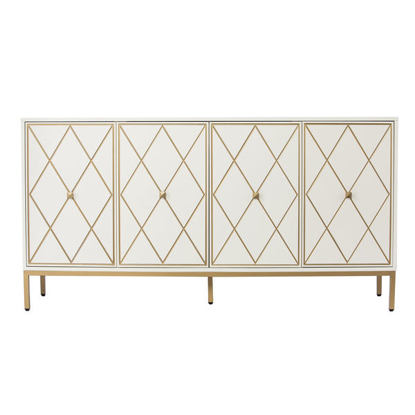 Safavieh Marradi Modern Sideboard With Diamond Door Panels Mdf Build And Iron Base For Dining DN1222330