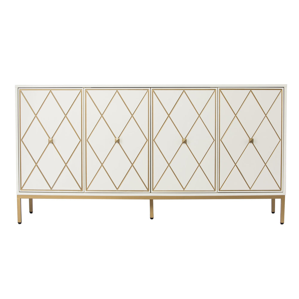 Safavieh Marradi Modern Sideboard With Diamond Door Panels Mdf Build And Iron Base For Dining DN1222330