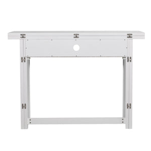 Safavieh Kempsey Gate Leg Convertible Dining Console With Media Shelf And Farmhouse Iron Base DN2974