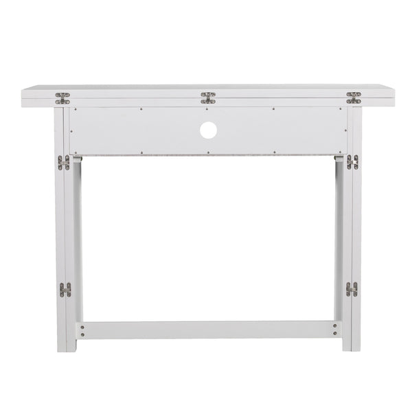 Safavieh Kempsey Gate Leg Convertible Dining Console With Media Shelf And Farmhouse Iron Base DN2974