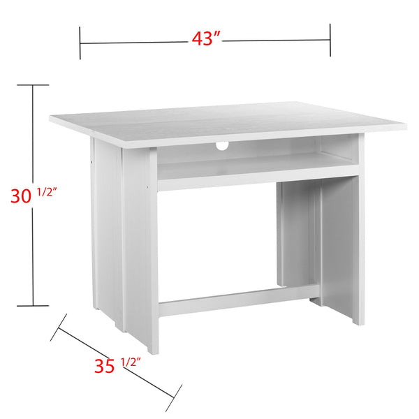 Safavieh Kempsey Gate Leg Convertible Dining Console With Media Shelf And Farmhouse Iron Base DN2974