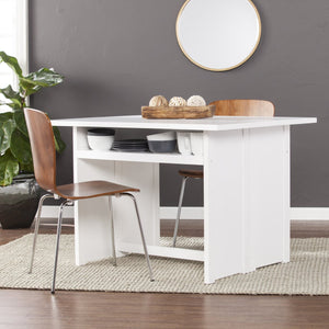 Safavieh Kempsey Gate Leg Convertible Dining Console With Media Shelf And Farmhouse Iron Base DN2974