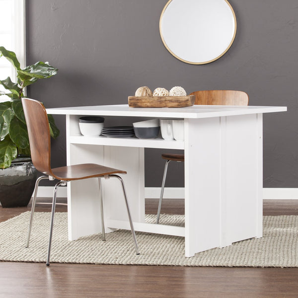 Safavieh Kempsey Gate Leg Convertible Dining Console With Media Shelf And Farmhouse Iron Base DN2974