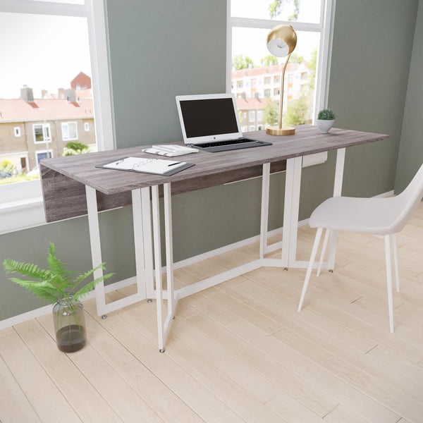 Safavieh Holly Martin Driness Convertible Drop Leaf Dining Table For Small Spaces With Gate Leg Design GREY DN7440