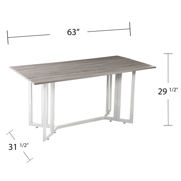 Safavieh Holly Martin Driness Convertible Drop Leaf Dining Table For Small Spaces With Gate Leg Design GREY DN7440