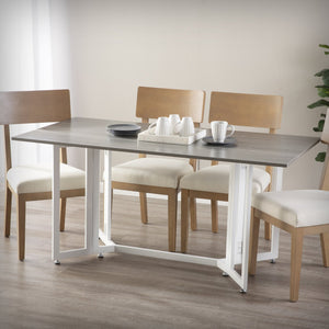 Safavieh Holly Martin Driness Convertible Drop Leaf Dining Table For Small Spaces With Gate Leg Design GREY DN7440