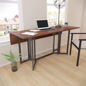 Safavieh Holly Martin Driness Convertible Drop Leaf Dining Table For Small Spaces With Gate Leg Design BROWN DN7442