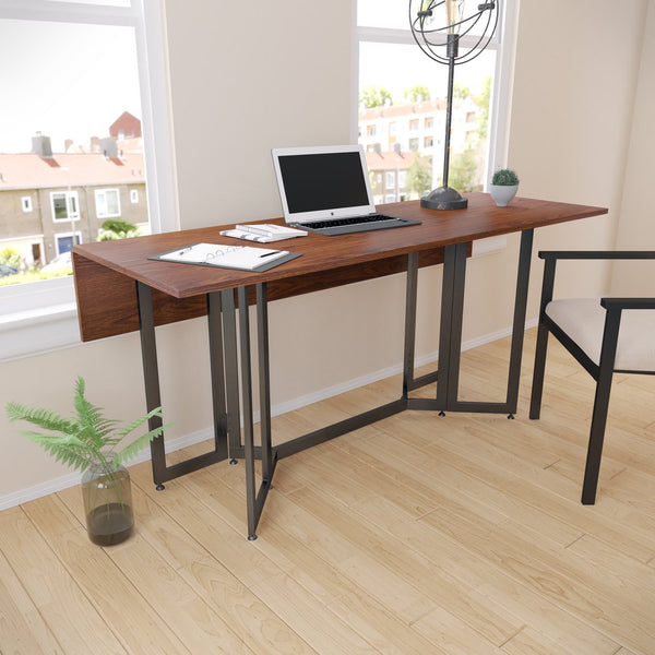 Safavieh Holly Martin Driness Convertible Drop Leaf Dining Table For Small Spaces With Gate Leg Design BROWN DN7442