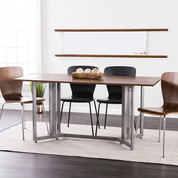 Safavieh Holly Martin Driness Convertible Drop Leaf Dining Table For Small Spaces With Gate Leg Design BROWN DN7442