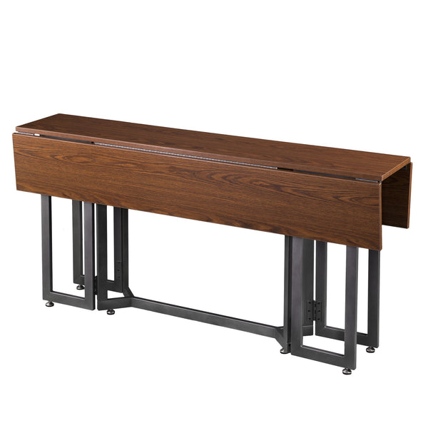 Safavieh Holly Martin Driness Convertible Drop Leaf Dining Table For Small Spaces With Gate Leg Design BROWN DN7442