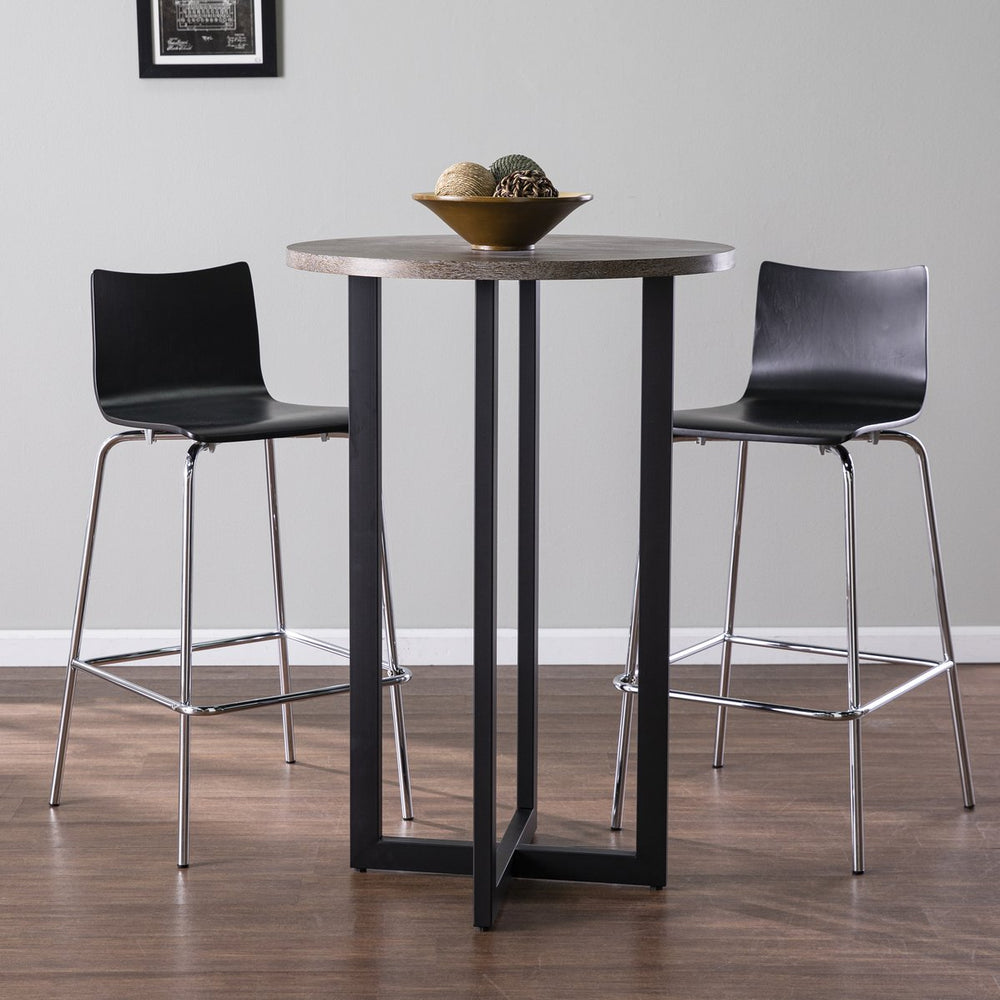 Safavieh Holly And Martin Danby Round Bar Table Ash Veneer Industrial Frame For Small Dining Spaces DN7563