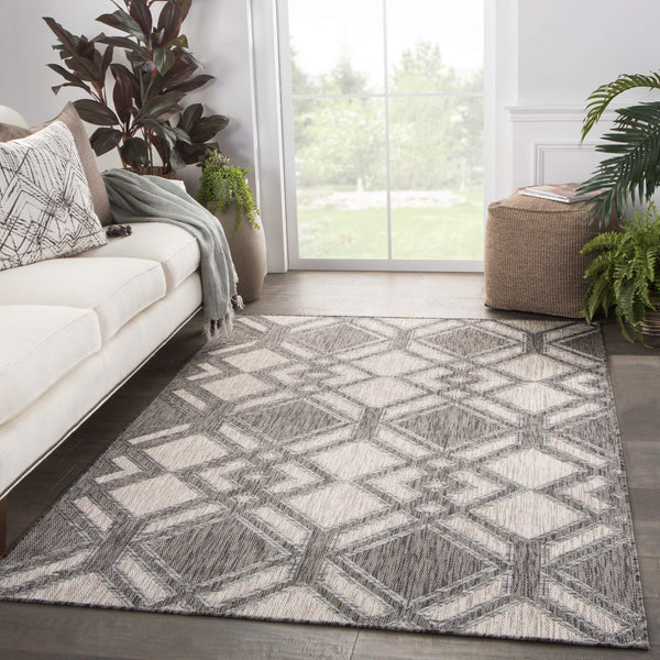 Jaipur Living Nikki Chu Jaipur Trellis Flatweave Polyester Indoor Outdoor Rug for Patio or Entryway Black / Ivory 2'X3'7" RUG143878