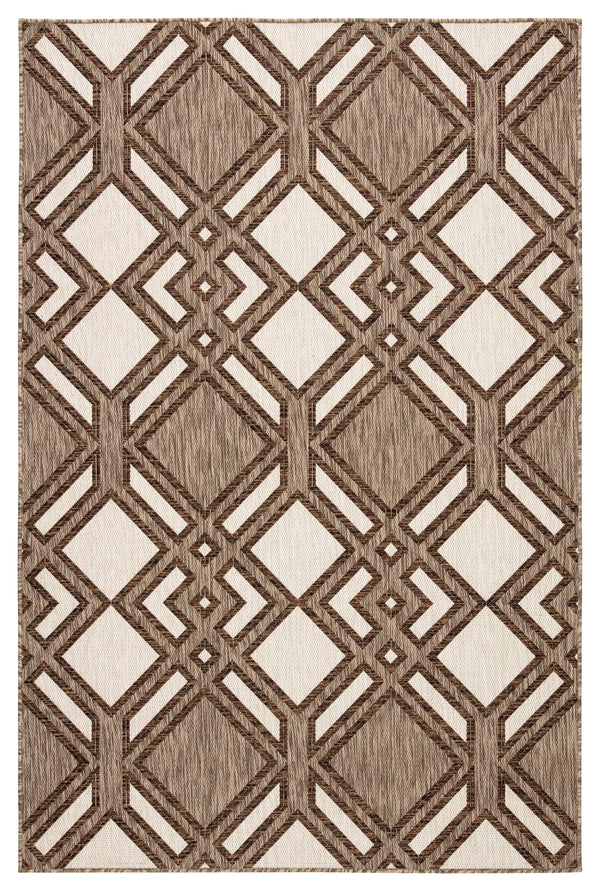 Jaipur Living Nikki Chu Jaipur Trellis Flatweave Polyester Indoor Outdoor Rug for Patio or Entryway Brown / Ivory 5'3"X7'6" RUG143880