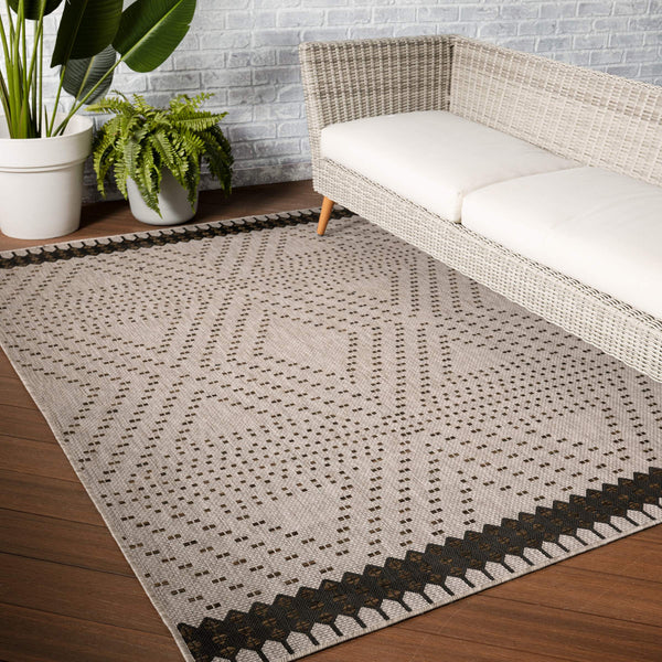 Jaipur Living Nikki Chu Jaipur Tirana Flatweave Polyester Indoor Outdoor Geometric Dot Border Rug 5'3"X7'6" RUG143868