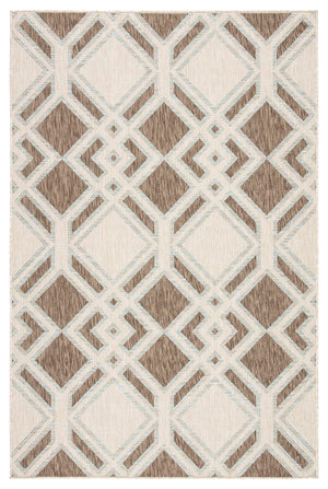 Jaipur Living Nikki Chu Jaipur Trellis Flatweave Polyester Indoor Outdoor Rug for Patio or Entryway Brown / Light Blue 5'3"X7'6" RUG143874