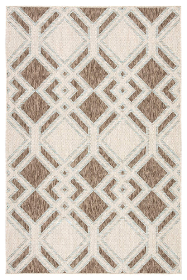 Jaipur Living Nikki Chu Jaipur Trellis Flatweave Polyester Indoor Outdoor Rug for Patio or Entryway Brown / Light Blue 5'3"X7'6" RUG143874