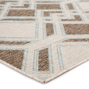 Jaipur Living Nikki Chu Jaipur Trellis Flatweave Polyester Indoor Outdoor Rug for Patio or Entryway Brown / Light Blue 5'3"X7'6" RUG143874