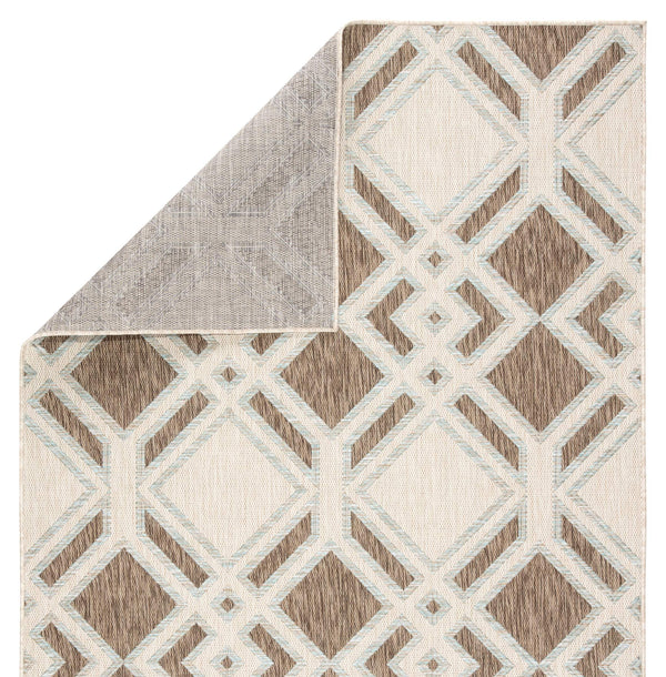 Jaipur Living Nikki Chu Jaipur Trellis Flatweave Polyester Indoor Outdoor Rug for Patio or Entryway Brown / Light Blue 5'3"X7'6" RUG143874