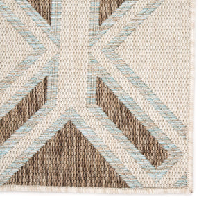 Jaipur Living Nikki Chu Jaipur Trellis Flatweave Polyester Indoor Outdoor Rug for Patio or Entryway Brown / Light Blue 5'3"X7'6" RUG143874