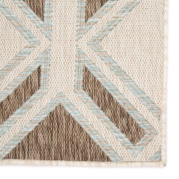 Jaipur Living Nikki Chu Jaipur Trellis Flatweave Polyester Indoor Outdoor Rug for Patio or Entryway Brown / Light Blue 5'3"X7'6" RUG143874