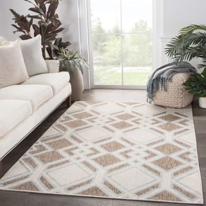 Jaipur Living Nikki Chu Jaipur Trellis Flatweave Polyester Indoor Outdoor Rug for Patio or Entryway Brown / Light Blue 5'3"X7'6" RUG143874