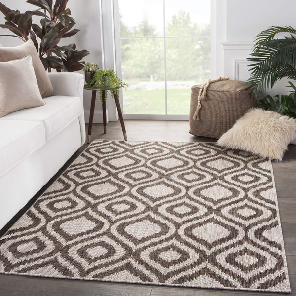 Jaipur Living Nikki Chu Jaipur Trellis Flatweave Polyester Outdoor Rug Ikat Gray Geometric Accent 2'X3'7" RUG143884