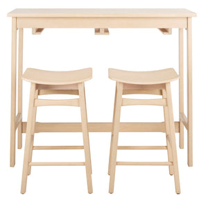 Safavieh Colbie Contemporary 3-Piece Pub Set With Smart Storage - Space-Saving Table & Stools In White Oak Finish DNS1000A
