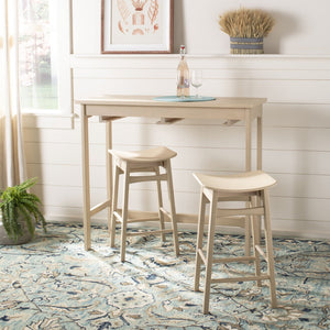 Safavieh Colbie Contemporary 3-Piece Pub Set With Smart Storage - Space-Saving Table & Stools In White Oak Finish DNS1000A