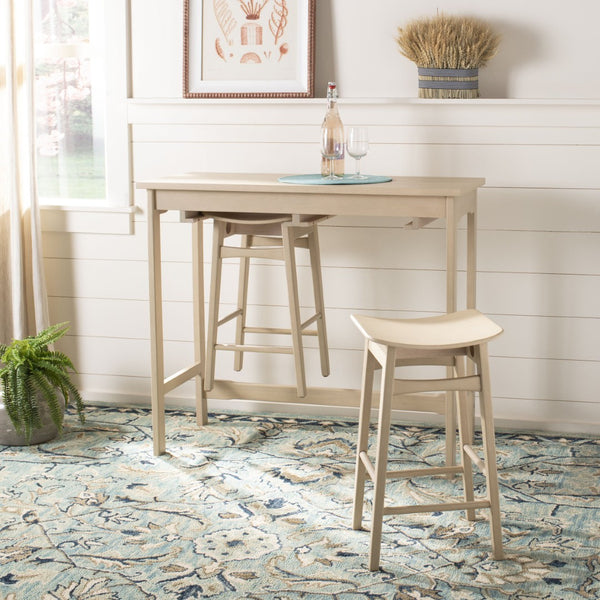 Safavieh Colbie Contemporary 3-Piece Pub Set With Smart Storage - Space-Saving Table & Stools In White Oak Finish DNS1000A