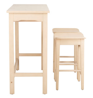 Safavieh Colbie Contemporary 3-Piece Pub Set With Smart Storage - Space-Saving Table & Stools In White Oak Finish DNS1000A