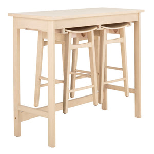 Safavieh Colbie Contemporary 3-Piece Pub Set With Smart Storage - Space-Saving Table & Stools In White Oak Finish DNS1000A