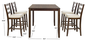 Safavieh Melvin 5-Piece Pub Set: Timeless Tavern Style Dining Set With Durable Wood Frame & Cozy Upholstery DNS9200A