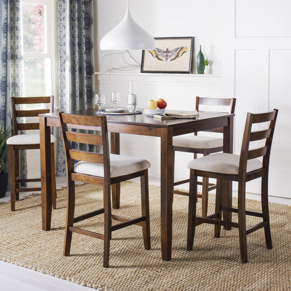 Safavieh Melvin 5-Piece Pub Set: Timeless Tavern Style Dining Set With Durable Wood Frame & Cozy Upholstery DNS9200A