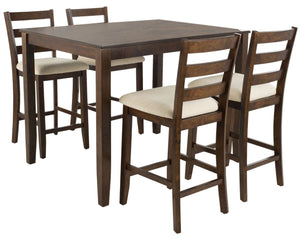 Safavieh Melvin 5-Piece Pub Set: Timeless Tavern Style Dining Set With Durable Wood Frame & Cozy Upholstery DNS9200A