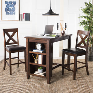 Safavieh Everest 3-Piece Pub Set - Stylish Mahogany Dining Solution With X-Back Chairs And Smart Storage Black / Mahogany DNS9203A