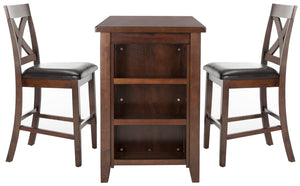 Safavieh Everest 3-Piece Pub Set - Stylish Mahogany Dining Solution With X-Back Chairs And Smart Storage Black / Mahogany DNS9203A