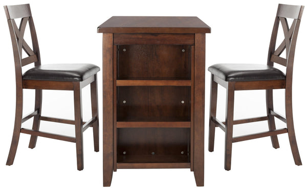 Safavieh Everest 3-Piece Pub Set - Stylish Mahogany Dining Solution With X-Back Chairs And Smart Storage Black / Mahogany DNS9203A