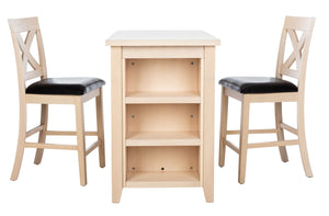 Safavieh Everest 3-Piece Pub Set - Stylish Mahogany Dining Solution With X-Back Chairs And Smart Storage Black / White Wash DNS9203B
