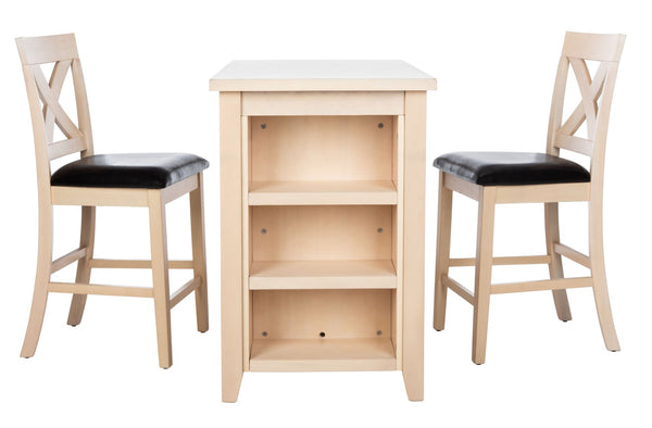 Safavieh Everest 3-Piece Pub Set - Stylish Mahogany Dining Solution With X-Back Chairs And Smart Storage Black / White Wash DNS9203B