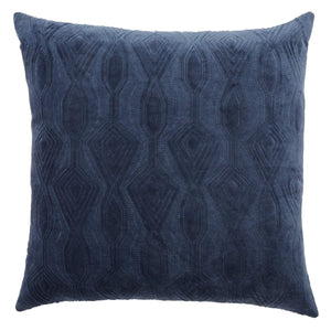 Jaipur Living Nikki Chu Trellis Embroidered Cotton Velvet Throw Pillow Cover Art Deco Navy Square PLC102480