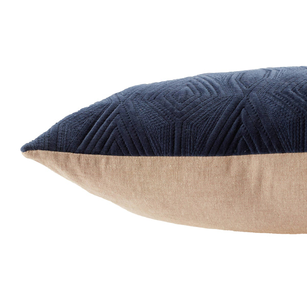 Jaipur Living Nikki Chu Trellis Embroidered Cotton Velvet Throw Pillow Cover Art Deco Navy Square PLC102480