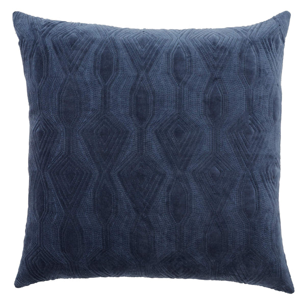 Jaipur Living Nikki Chu Jaipur Tribal Trellis Embroidered Cotton Velvet Throw Pillow Navy Square Down PLW103768