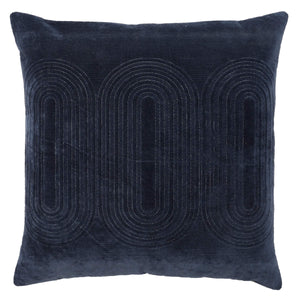 Jaipur Living Nikki Chu Jaipur Living Joyce Art Deco Velvet Cotton Throw Pillow Cover with Embroidery Navy PLC102481