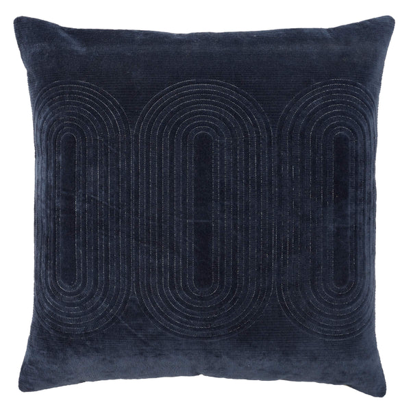 Jaipur Living Nikki Chu Jaipur Living Joyce Art Deco Velvet Cotton Throw Pillow Cover with Embroidery Navy PLC102481