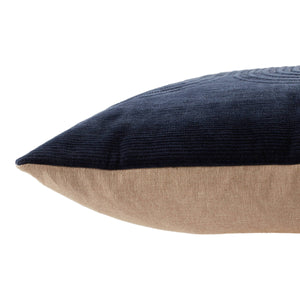 Jaipur Living Nikki Chu Jaipur Joyce Velvet Embroidered Geometric Throw Pillow Art Deco Square Accent Navy Down PLW103769