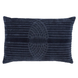 Jaipur Living Nikki Chu Geometric Lumbar Pillow Cover Cotton Velvet Silver Embroidery Art Deco Accent Navy PLC102482
